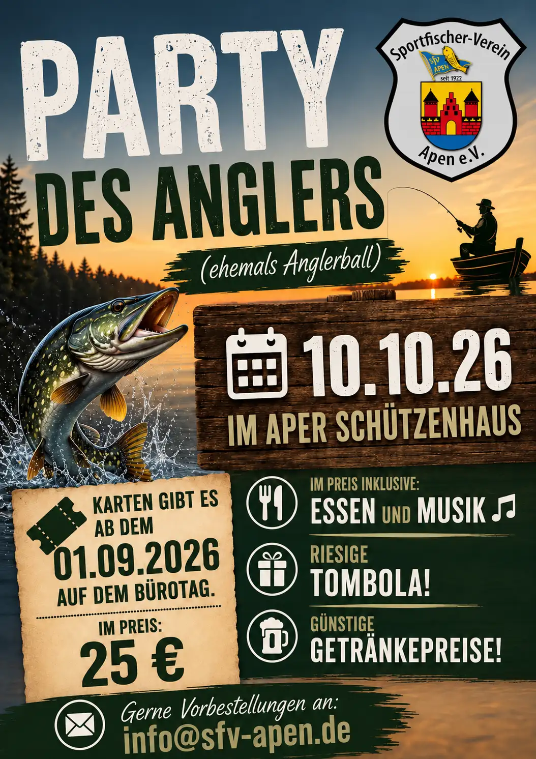 Party des Anglers im Schützenhaus Apen: Sportfischer-Verein lädt zur Tombola ein