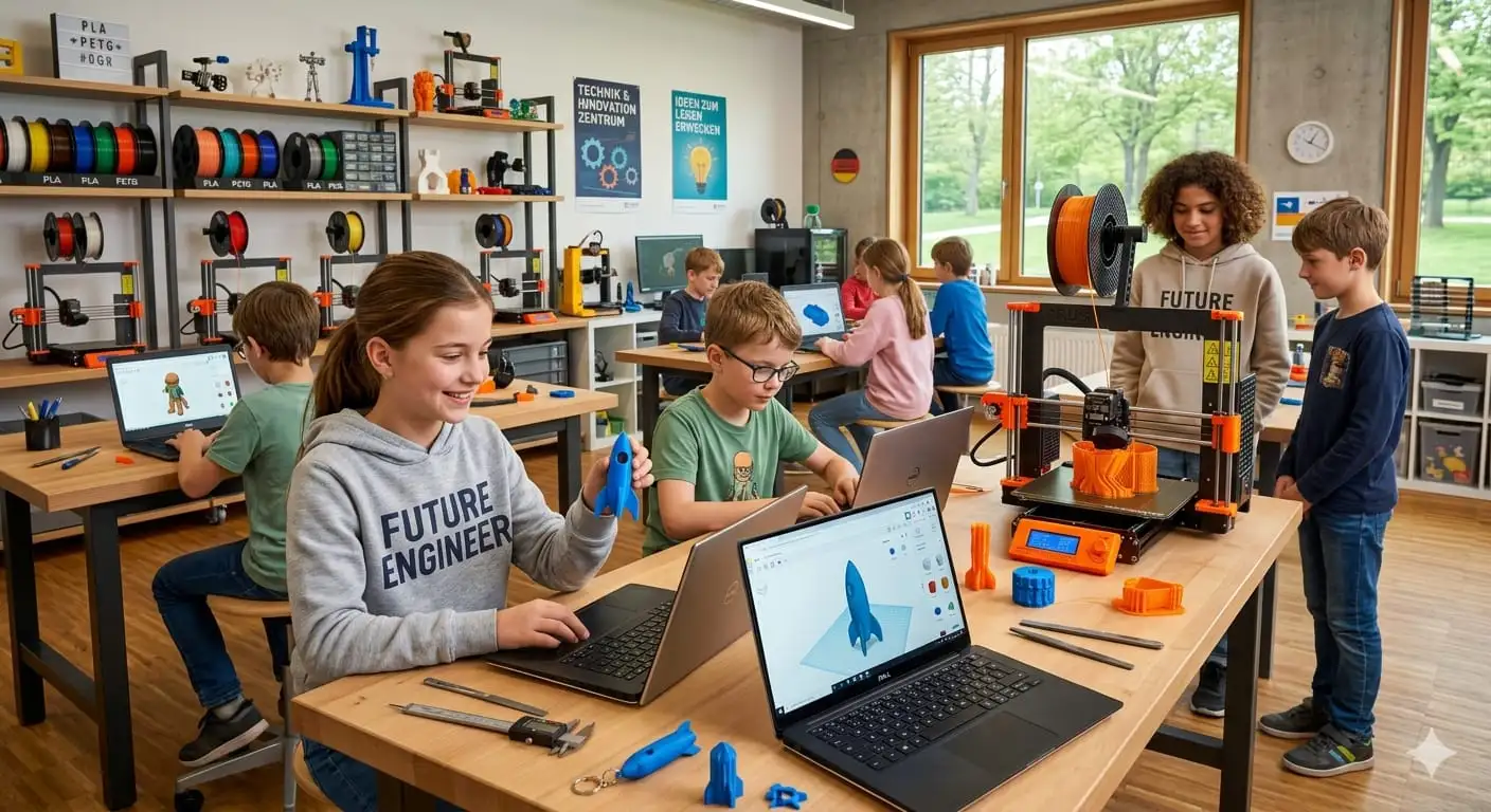 Foto zeigt eine konstruktions- und 3D-Druck-Thematik in einem Bibliothekskontext, ohne erkennbare Detailangaben zu Personen oder spezifischen Gegenständen.