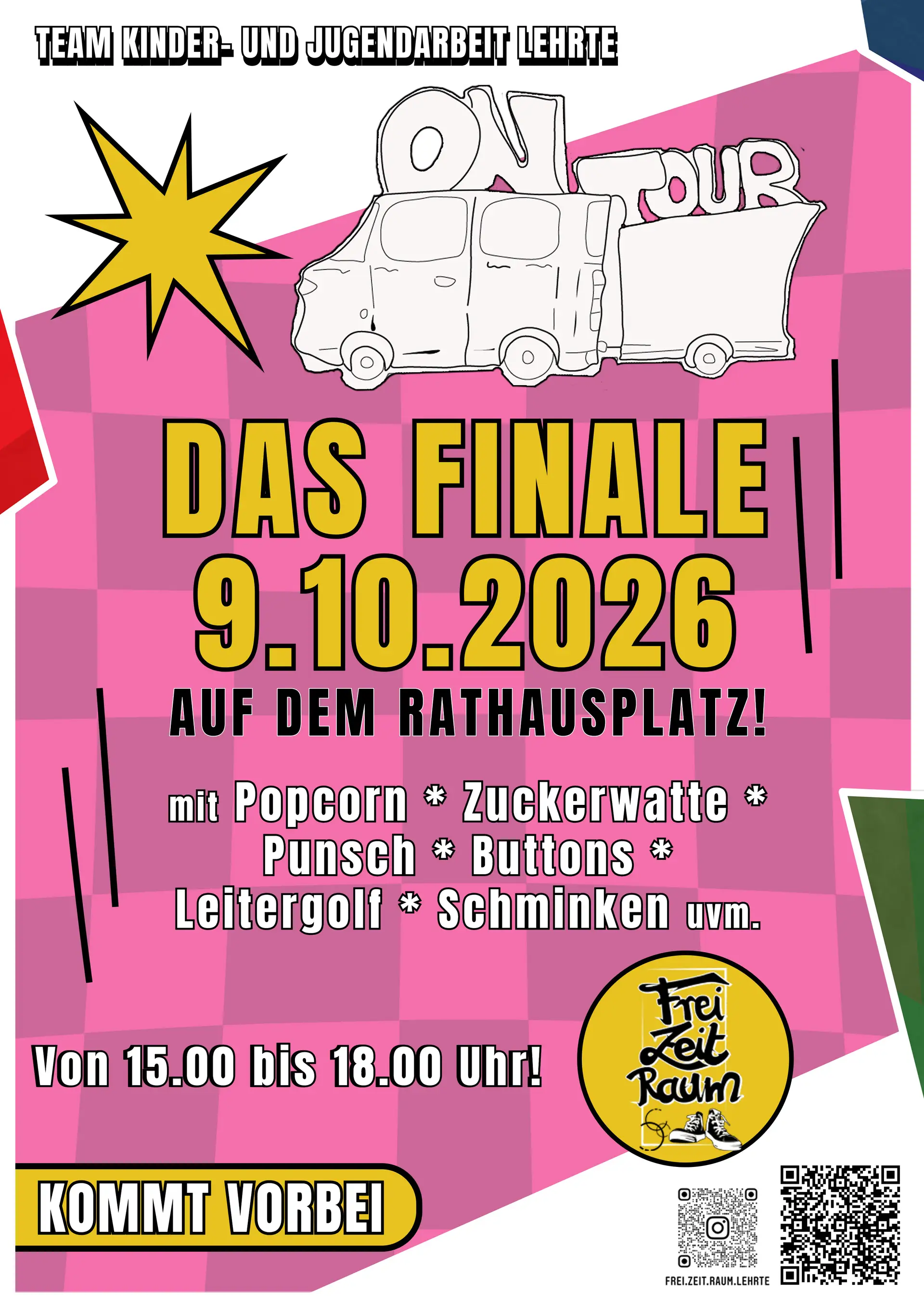 Ein Veranstaltungsplakat zur Reihe „ON TOUR“ mit Angaben zum Finale, Ort und Datum.